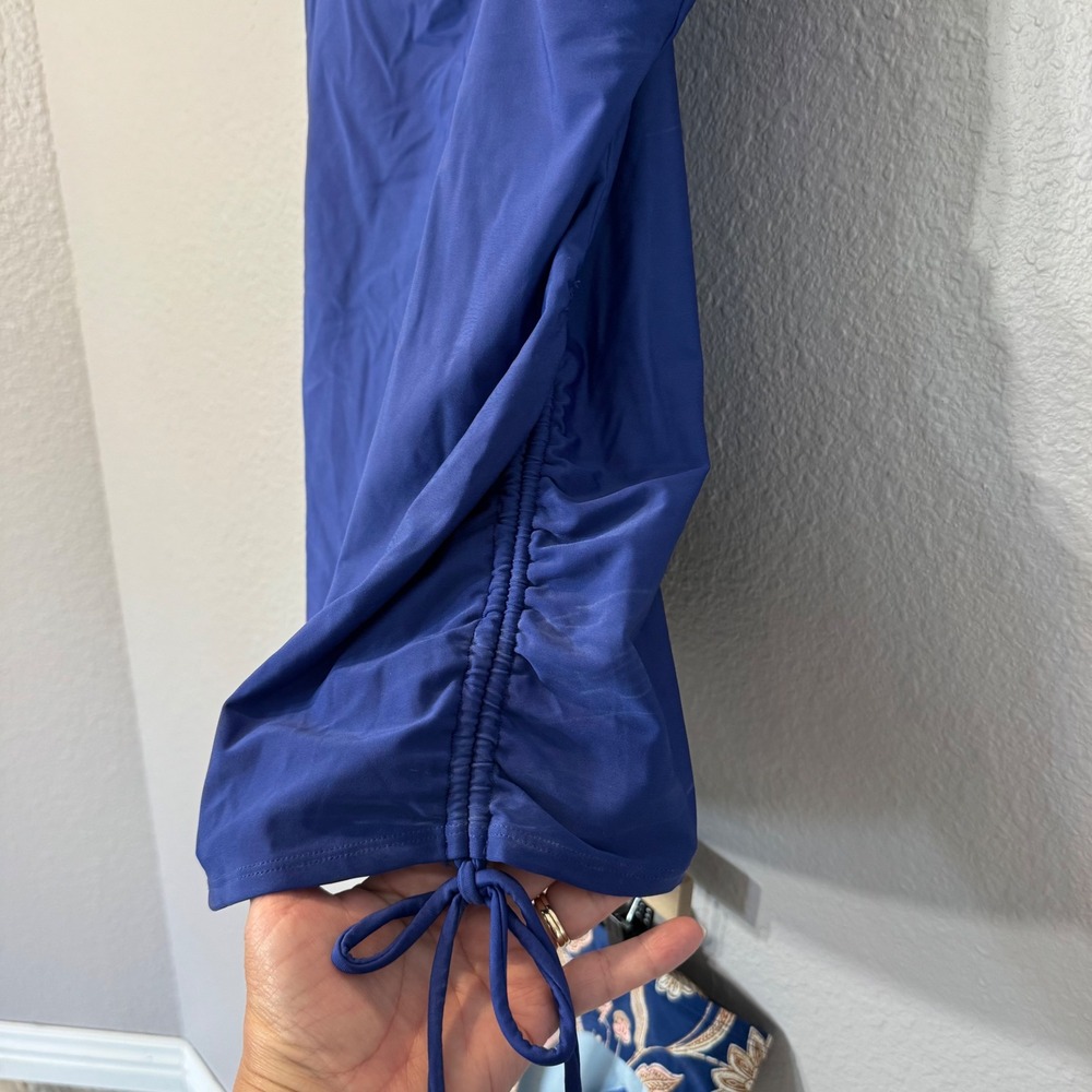 NWT Cupshe Women's Size XL Blue Ruched Tankini Floral Bikini Set DKA12D4E001UU - Picture 12 of 13